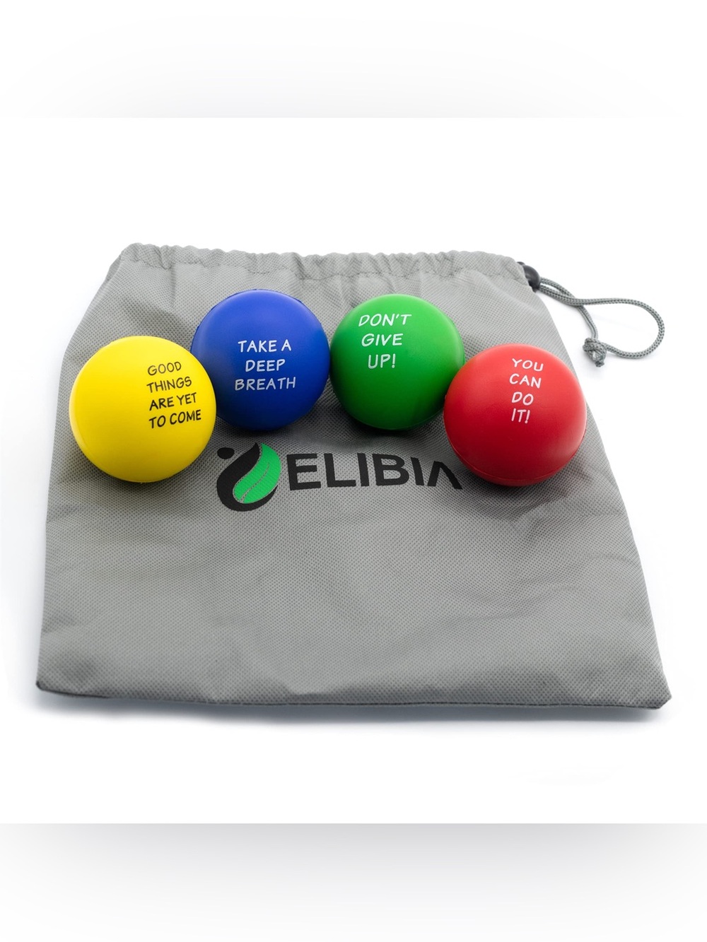 NIP Elibia Set of 4 Motivational Stress Balls Hand Exercise Squeeze Balls